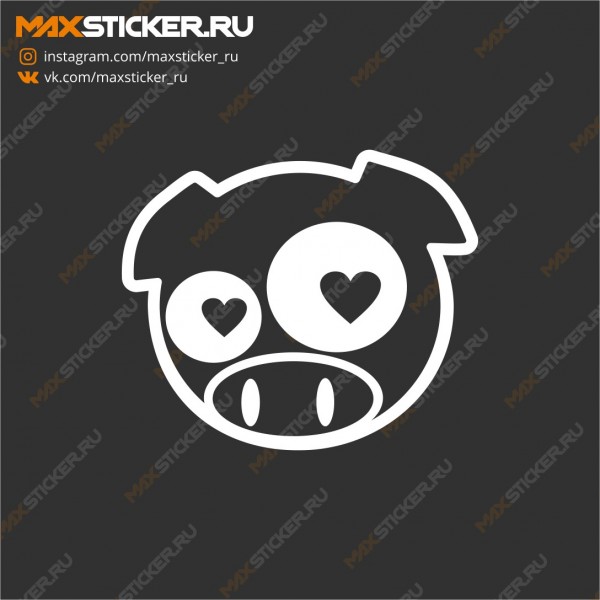 Наклейка на авто - Свинка SUBARU с сердечками