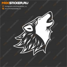 Наклейка - Воющий волк