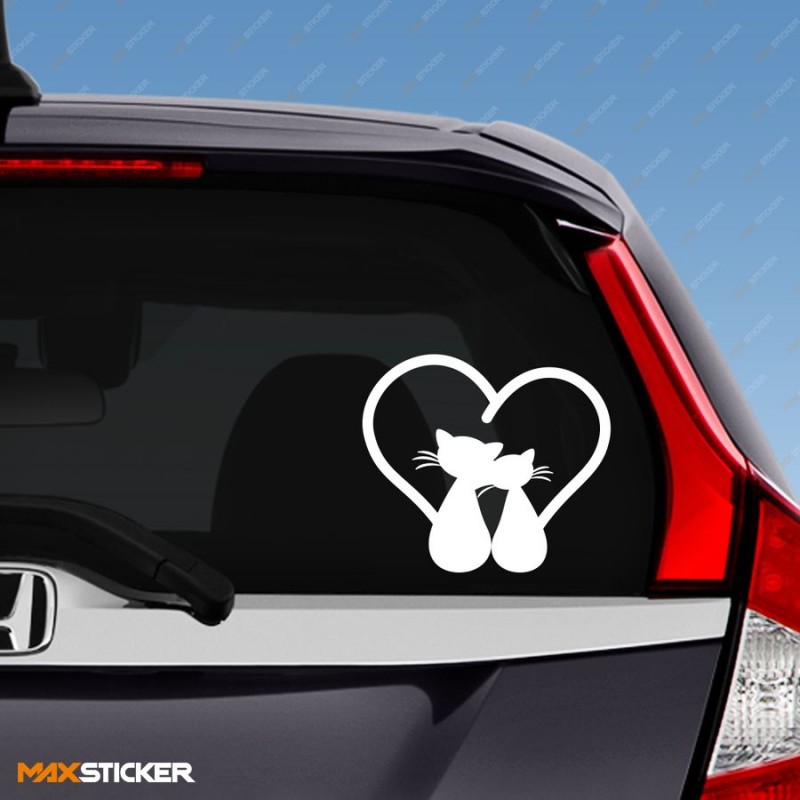 Наклейка на авто - Кот и кошка