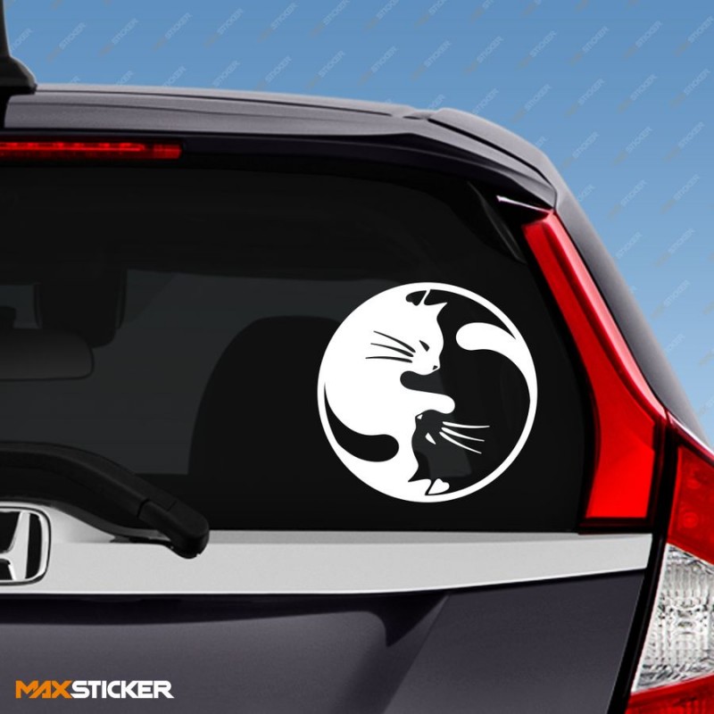 Наклейка на авто - Коты Инь Янь