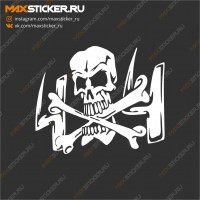 Наклейка - 4x4 с черепом