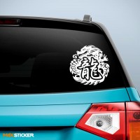 Наклейка на авто - Дракон с иероглифом